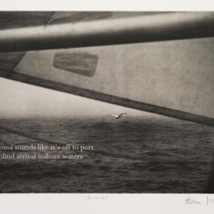 A print by Christine Morrison titled 'arrival'