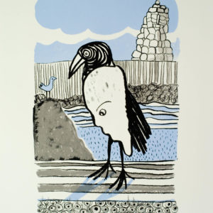 Hooded Crow Blue a Screenprint by the Artist Fabric Lenny