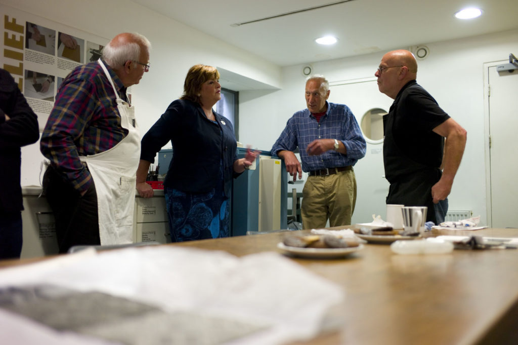 Elaine C Smith chatting with the group