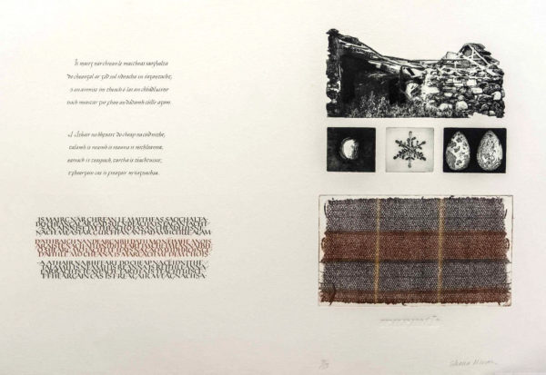 Page from An Leabhar Mor – The Great Book of Gaelic a Blind Embossing by the Artist Silvana McLean