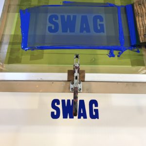 A print with the word Swag