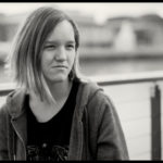 Girl by the River - Black and white image