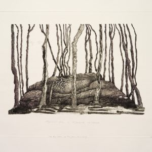 A print by Sue Jane Taylor titled '1/Fragments From a Highland Childhood: The Big Stone, Up the Glen, Munlochy'