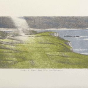 Under a Steel Grey Sky, Northmavine a Lithograph by the Artist Tom Mabon