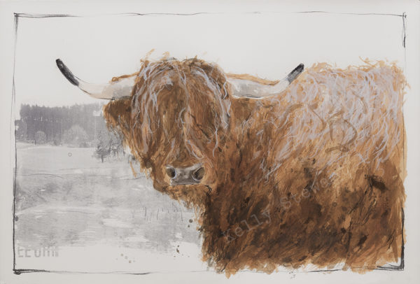 Screenprint of a highland cow